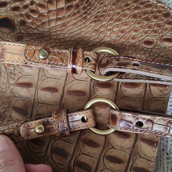 BRAHMIN Small Crossbody Croc Brown Leather Bag Purse - Picture 7 of 12